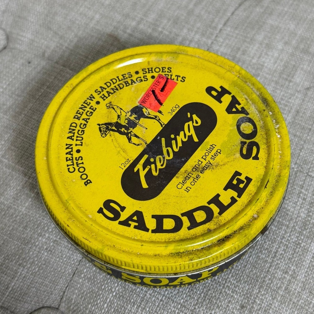 Vintage Fiebing's Saddle Soap Tin 12oz Leather Care Advertising Collectible